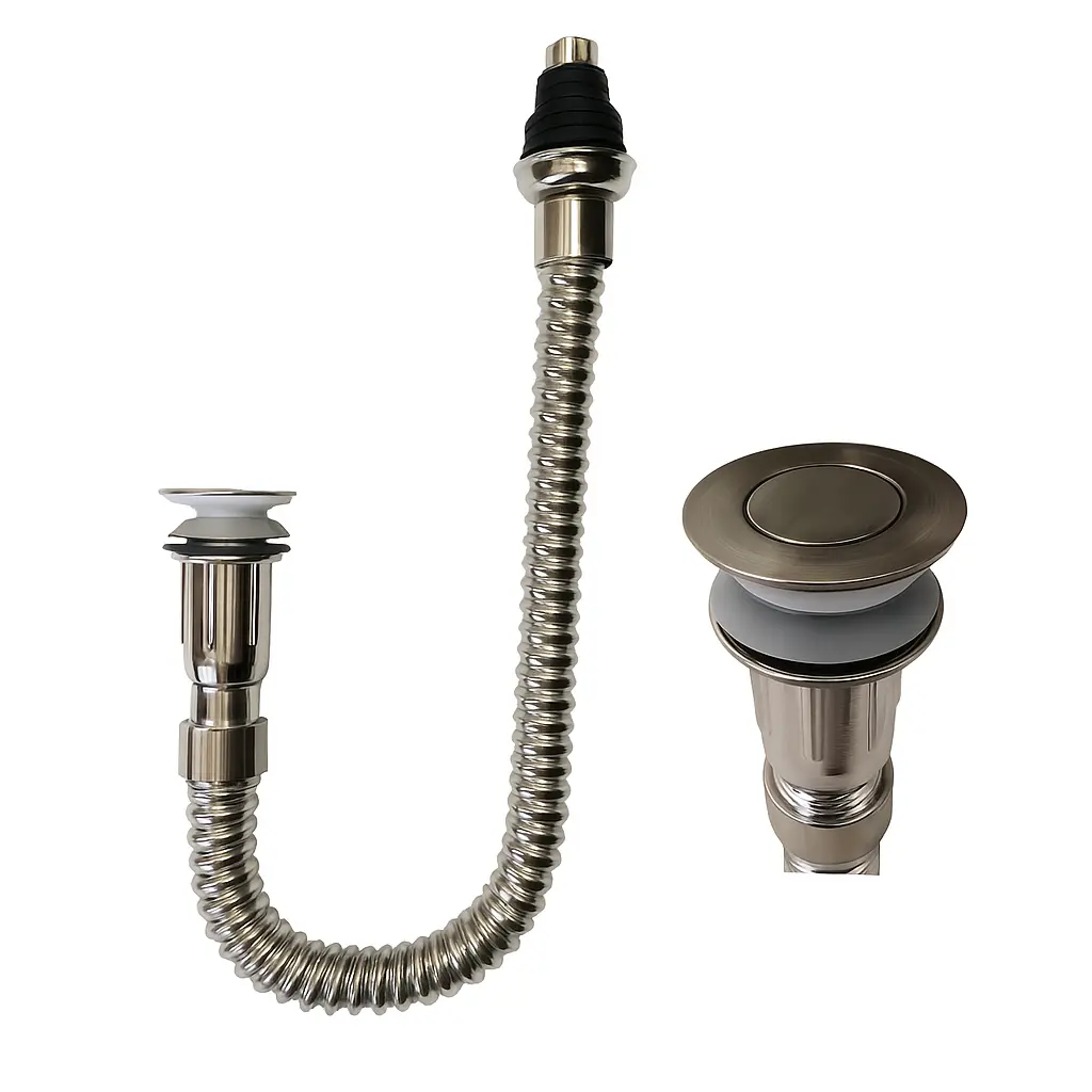 Céspol Flexible Tipo "P" Para Lavabo, Cromado, Contra Metalica Tipo Moneda, 1 1/4", Fonthy [40058]