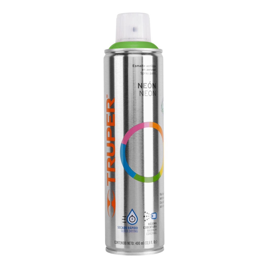 Esmalte En Aerosol, Verde Neón Flourecente, 400 ml, Truper [19073]