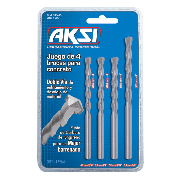 Juego De 4 Brocas Para Concreto, Aksi [100413]