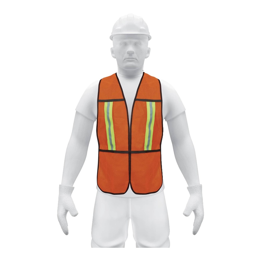 Chaleco De Seguridad Con Cintas Reflejantes, Naranja, Pretul [21025]