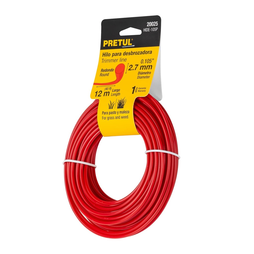 Rollo De Hilo Para Desbrozadora, 2.7 mm x 12 m, Pretul [20025]
