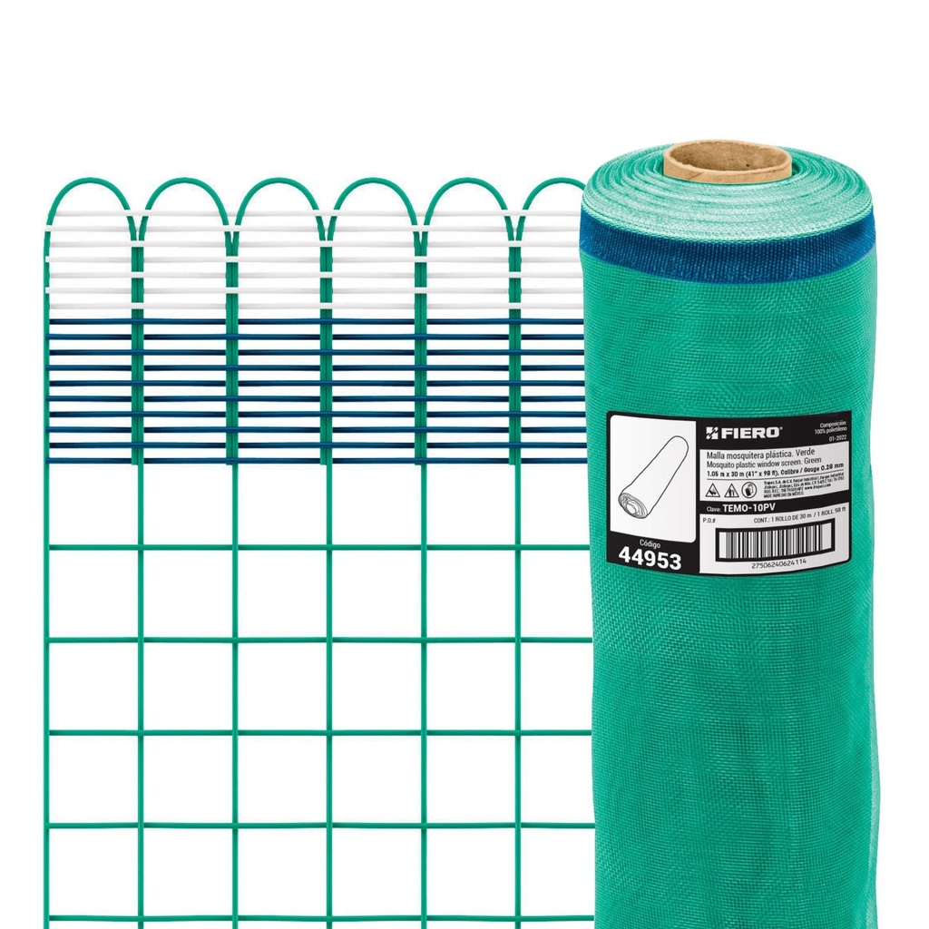 Malla/Tela Mosquitera Plástica, Verde, De 1.05 m, Por Metro, Fiero [44953]