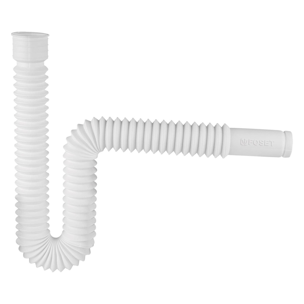 Cespol Flexible Corrugado Para Fregadero / Lavabo, 95 cm, Sin Contra, Blanco PVC, Foset [49509]