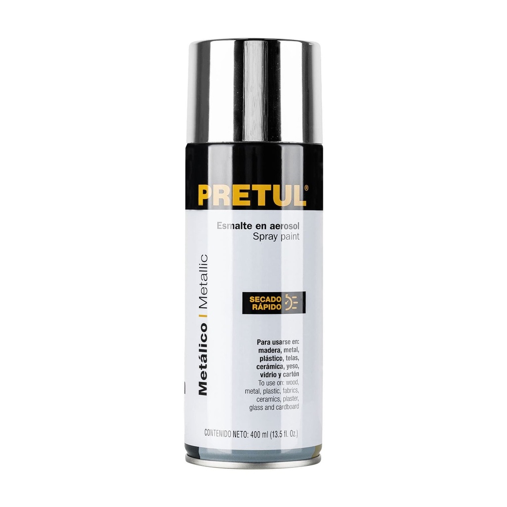 Esmalte En Aerosol, Cromo Metálico, 400 ml, Pretul [27177]