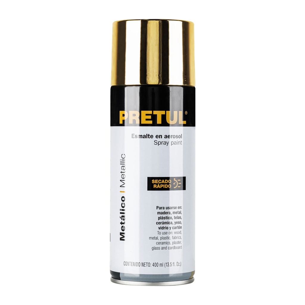 Esmalte En Aerosol, Oro Metálico, 400 ml, Pretul [27180]