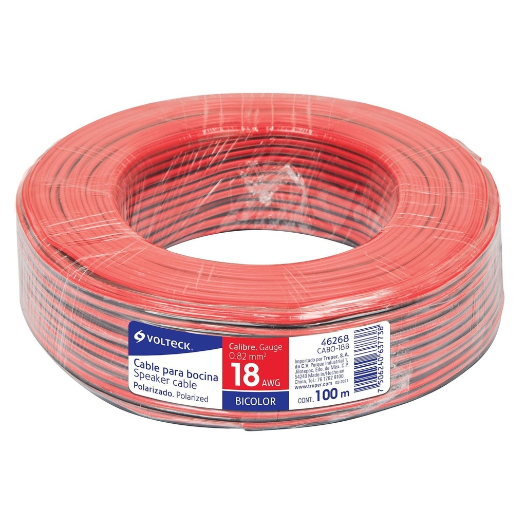 Cable Para Bocina 18 AWG, Bicolor, Por Metro, Volteck [46268]