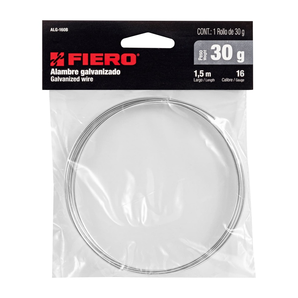 Alambre Galvanizado #16, 30 g (1.5 m), Fiero [45117]
