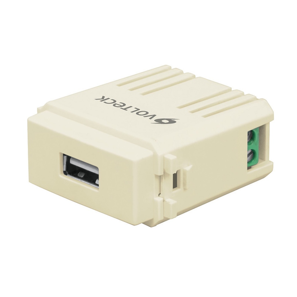 Módulo Puerto USB, Línea Italiana, Color Marfil, Volteck [48108]