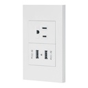 Placa Armada 1 Contacto, 2 Puertos USB, 1.5 Modulos, Linea Española, Blanco, Volteck [45603]