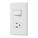 Placa Con Interruptor Y Contacto Aterrizado, Color Blanco, Volteck Basic [25077]