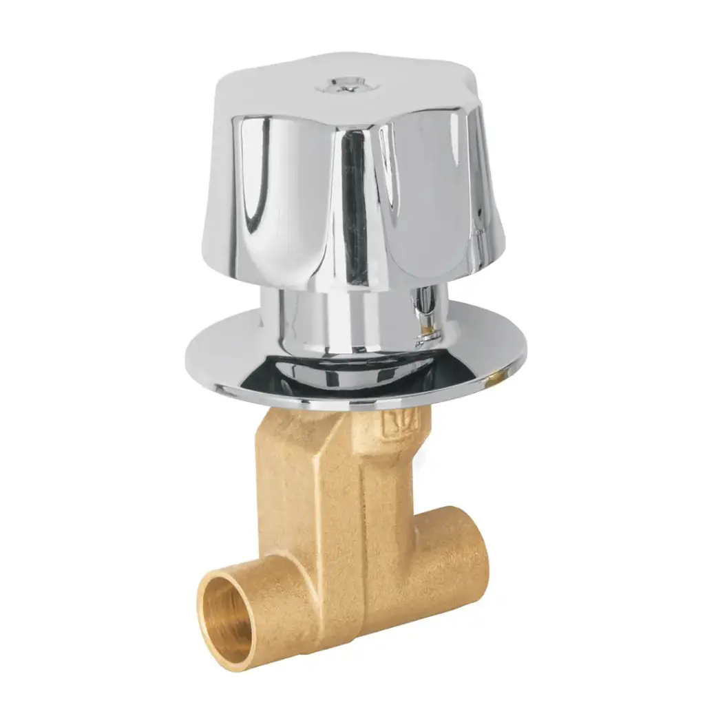 Llave De Empotrar Soldable 1/2", Latón, Con Maneral y Chapetón Hexagonal, Por Pieza, Foset [49801]