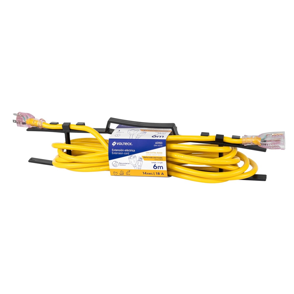 Extensión Reforzada Aterrizada, 6 m Calibre 3 x 14, Volteck [40193]
