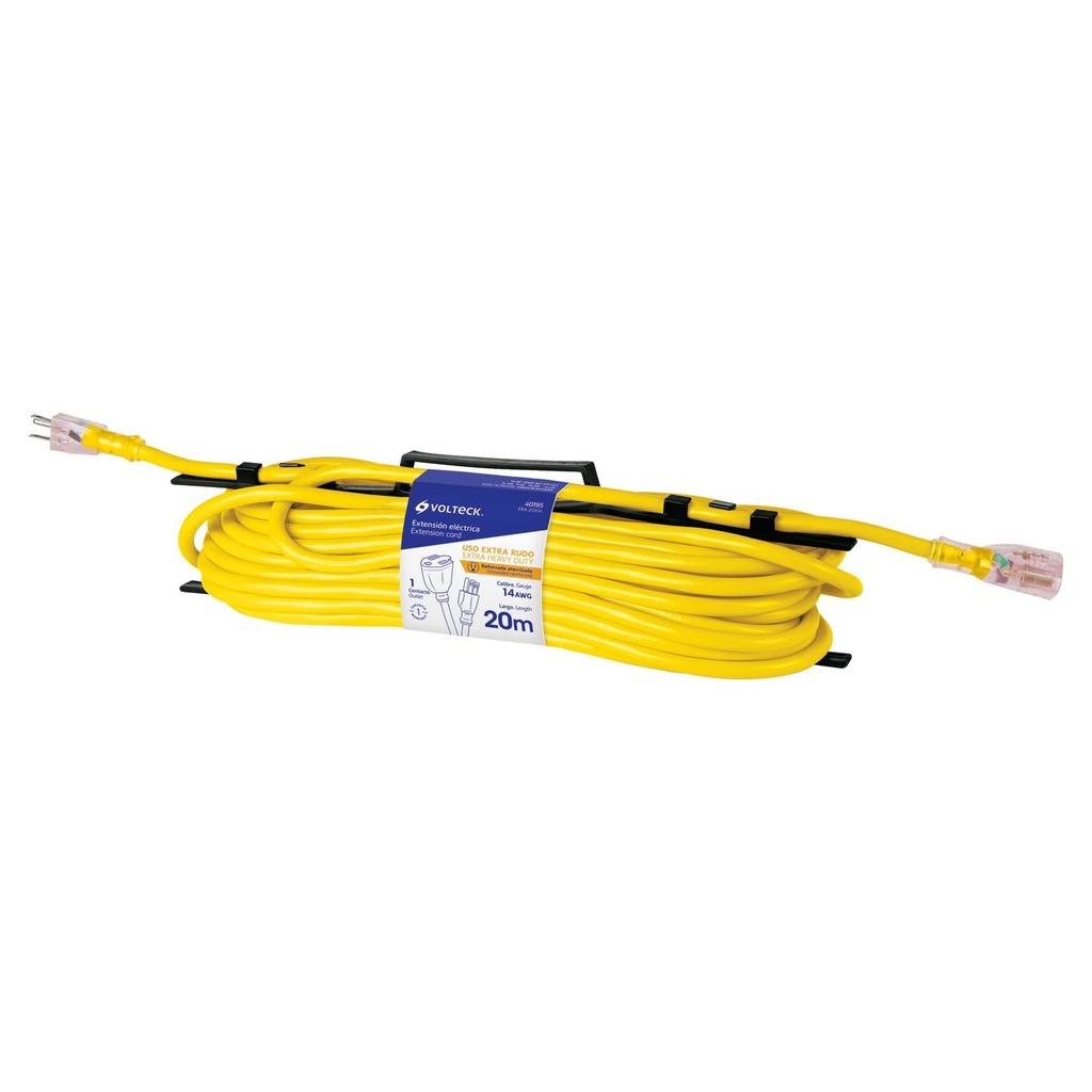 Extensión Reforzada Aterrizada, 20 m Calibre 3 x 14, Volteck [40195]