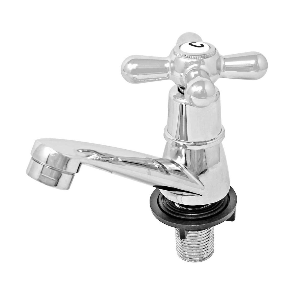 Llave Individual Para Lavabo, Acabado Cromo, Cuerpo Metálico, Maneral, Tipo Cruz De ABS, Por Pieza, Fonthy [LL5421]