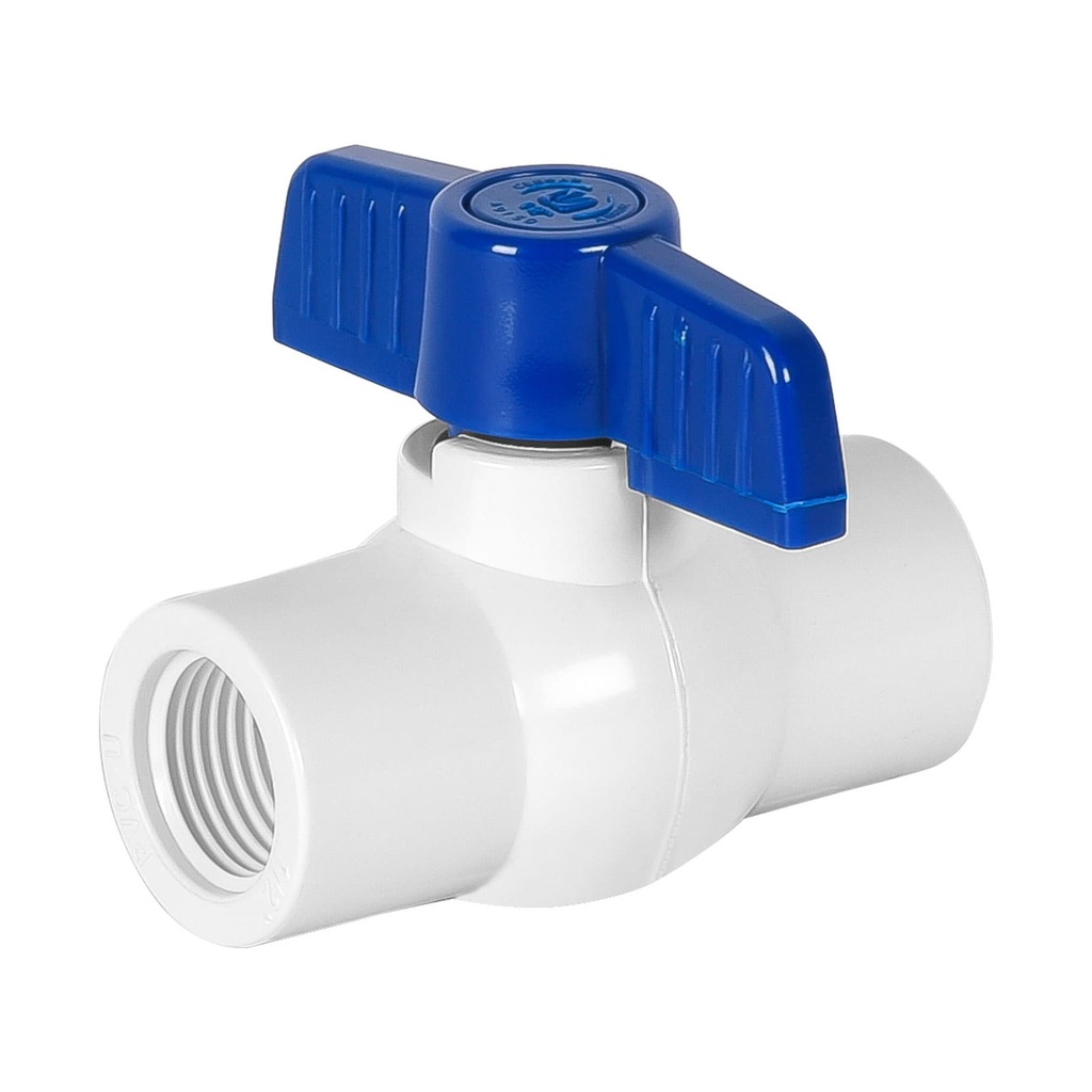 Válvula De Esfera Roscable 1/2" (13 mm) De PVC Hidráulico [VAESRO12PVC]