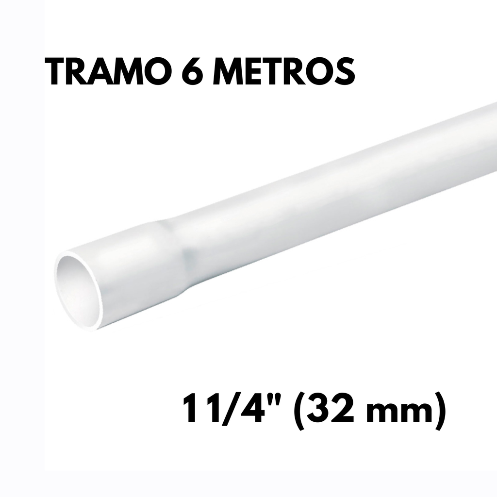 Tubo 1 1/4" (32 mm) PVC Hidráulico, Por Tramo 6 Metros [TUPVCTR32]