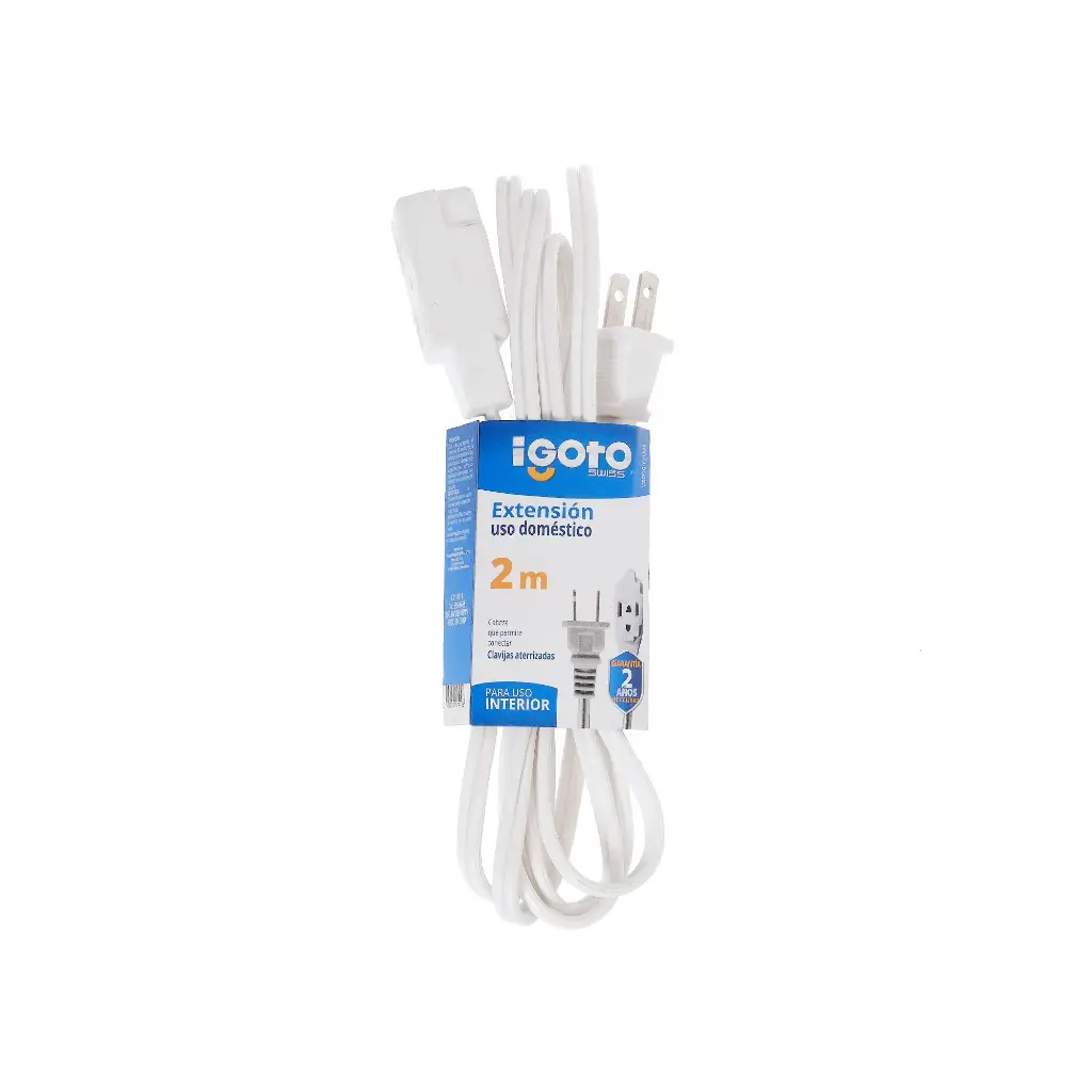 Extensión Eléctrica Doméstica De 2 m, Blanca, Igoto [ED13-2B]