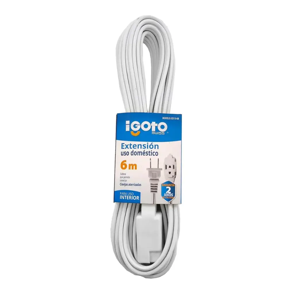 Extensión Eléctrica Doméstica De 6 m, Blanca, Igoto [ED13-6B]