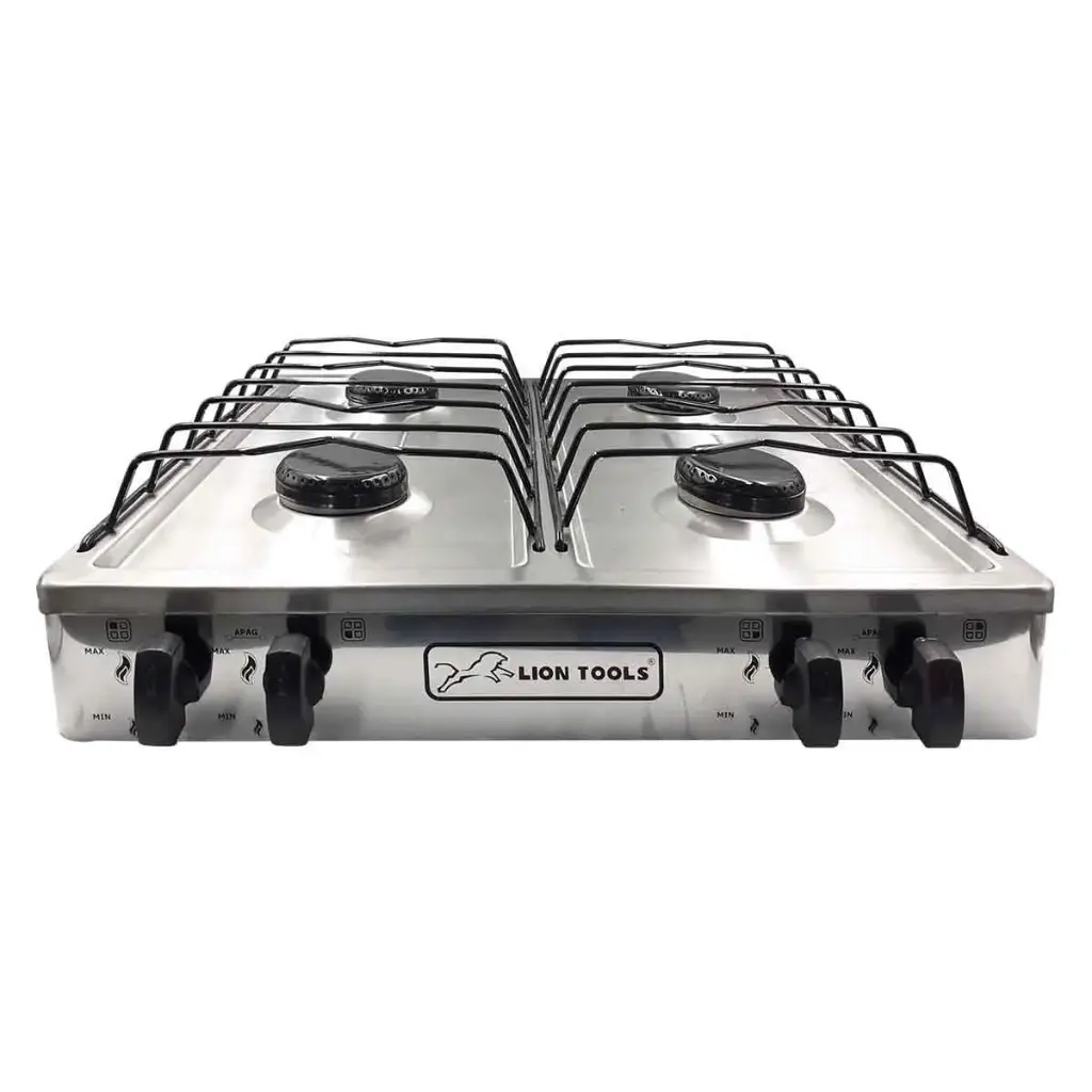 Estufa De Gas, 4 Quemadores, De Sobreponer, Acero Inoxidable, Mod 313, Lion Tools [L0430]