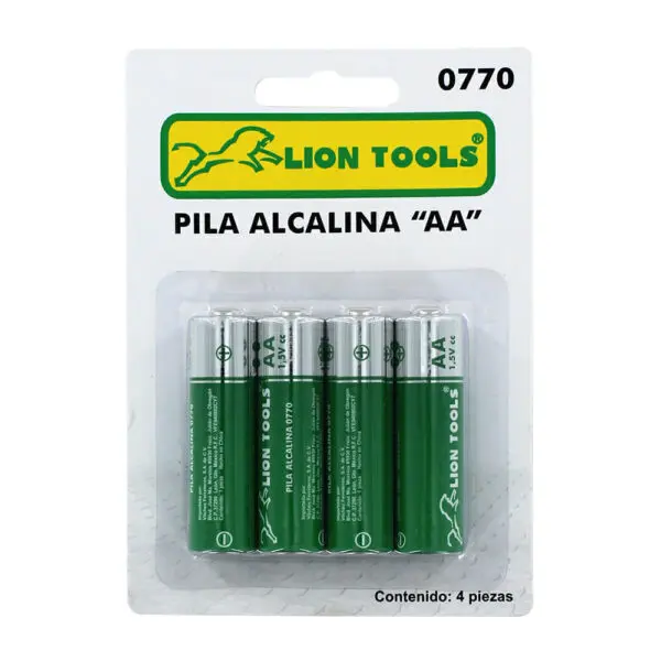 Pilas Alcalinas AA, 4 Piezas, Lion Tools [L0770]