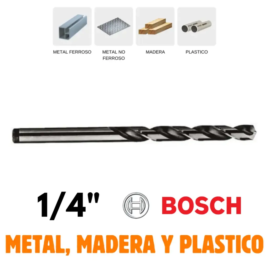 Broca 1/4" HSS-G, Por Pieza, Metal, Madera o Plástico, Alta Velocidad, Bosch [2608585448]