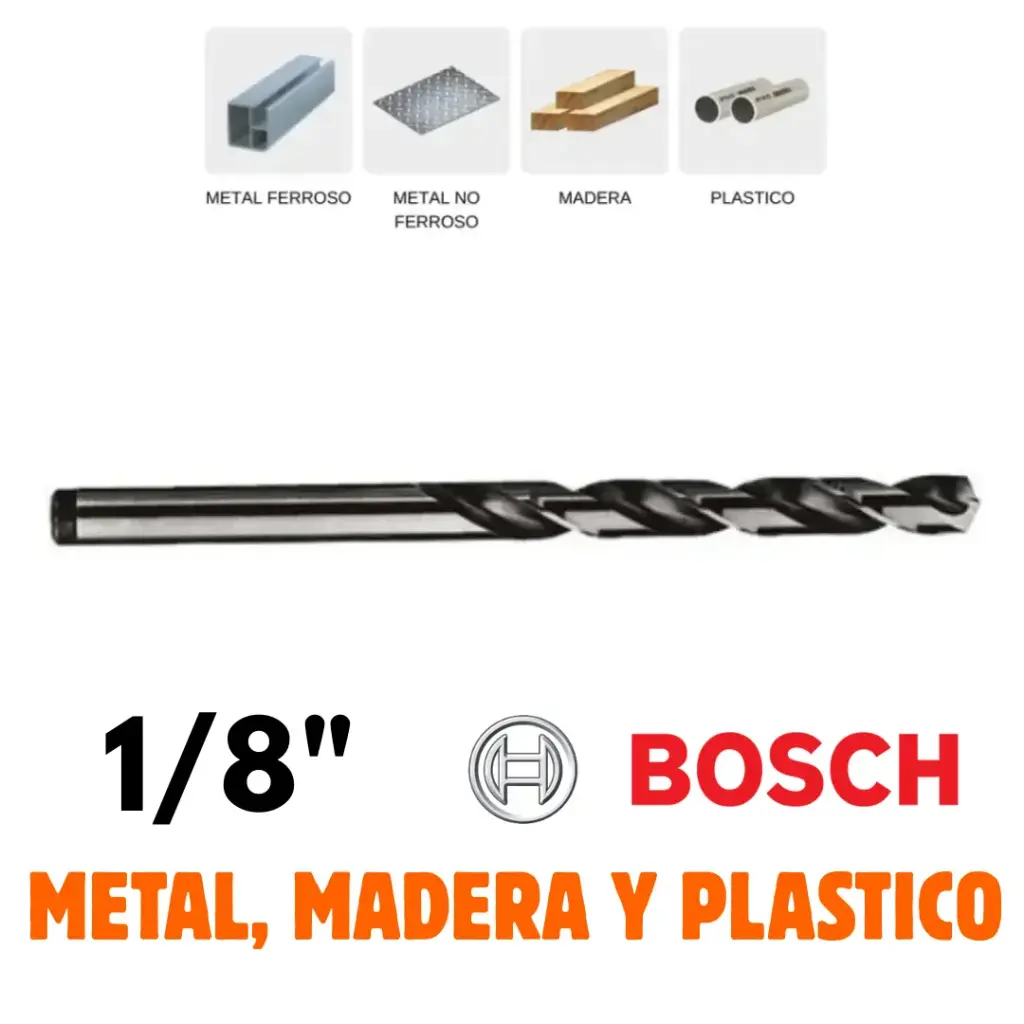 Broca 1/8" HSS-G, Por Pieza, Metal, Madera o Plástico, Alta Velocidad, Bosch [2608585440]