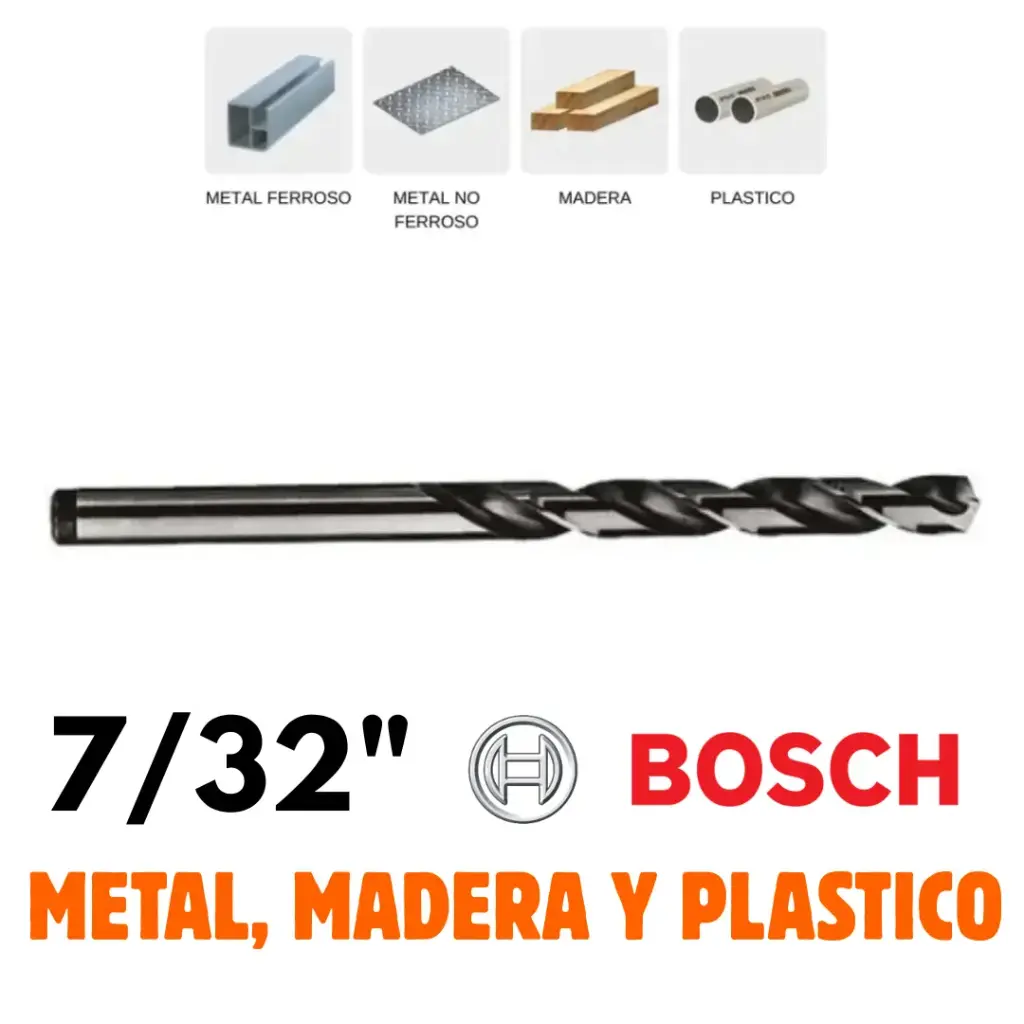 Broca 7/32" HSS-G, Por Pieza, Metal, Madera o Plástico, Alta Velocidad, Bosch [2608585446]