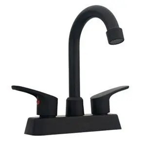 Mezcladora Para Lavabo, Negro Mate, Cuello Bar, Cuerpo Y Maneral "L" De ABS [ML7812]