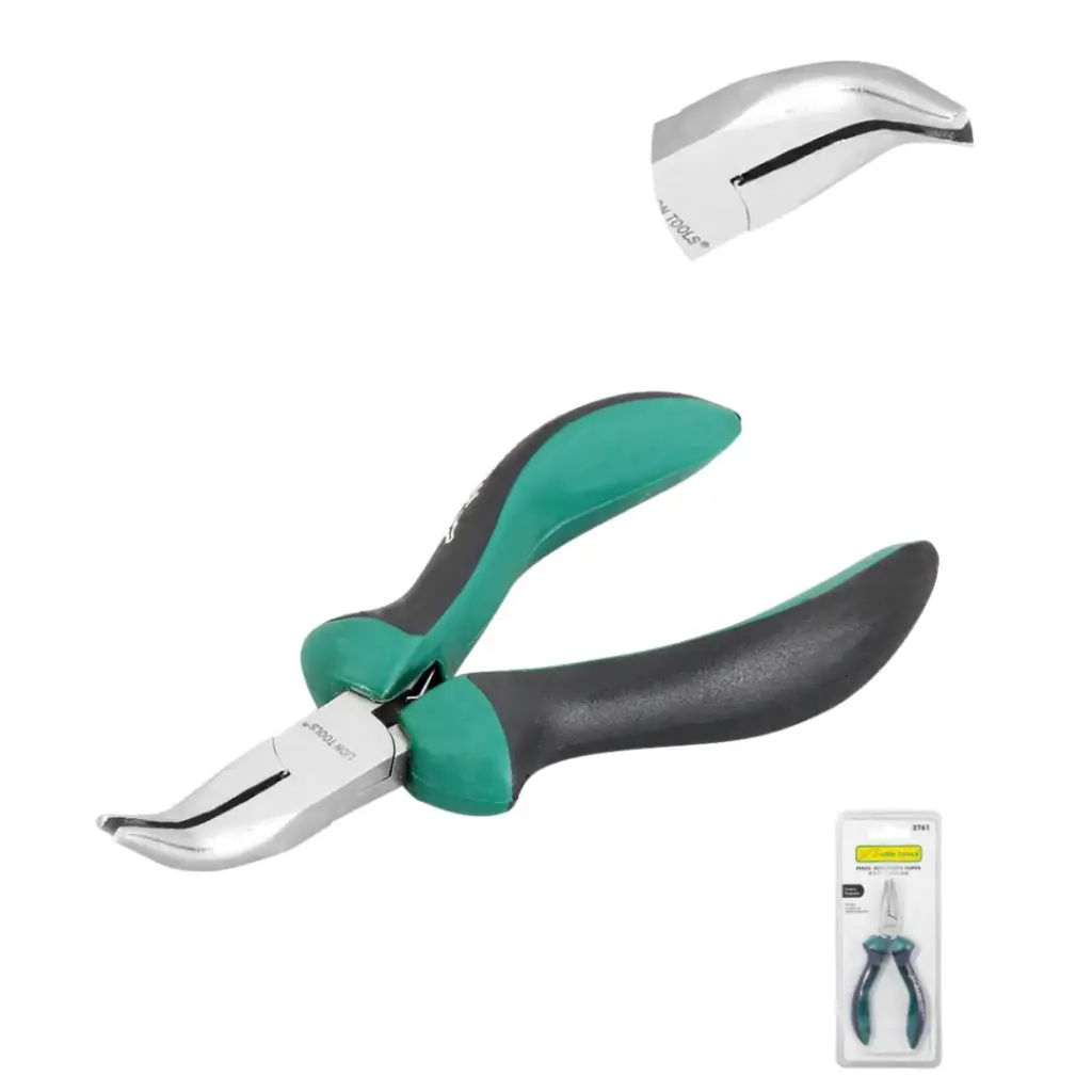 Pinza Mini Punta Curva 4 1/2", Mango Ergonómico, Lion Tools [L2761]