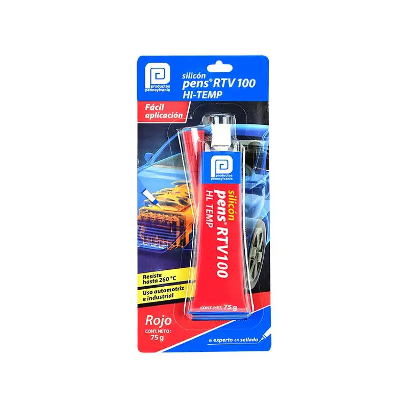 Silicón Rojo Para Altas Temperaturas 75 g, RTV 100, Automotriz, Pennsylvania [3SRT00242]