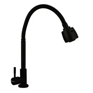 Llave Individual Flexible Para Fregadero, Acabado Negro, Metalico, Solo Agua Fría, Solvex [LF36322]