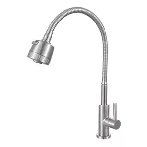 Llave Individual Flexible Para Fregadero, Acabado Cromado, Metálico, Solo Agua Fria, Solvex [LF36312]