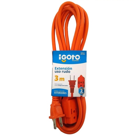 [ER13-3NA] Extensión Uso Rudo De 3 m, 16 AWG, Naranja, Igoto [ER13-3NA]