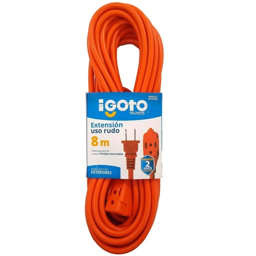 [ER13-8NA] Extensión Uso Rudo De 8 m, 16 AWG, Naranja, Igoto [ER13-8NA]