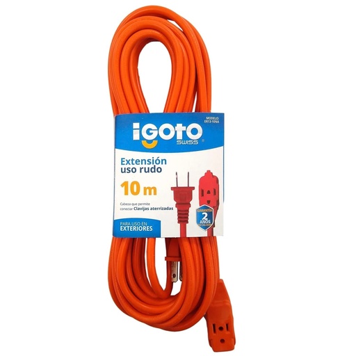 [ER13-10NA] Extensión Uso Rudo De 10 m, 16 AWG, Naranja, Igoto [ER13-10NA]