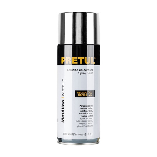 [27177] Esmalte En Aerosol, Cromo Metálico, 400 ml, Pretul [27177]