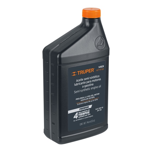 [14929] Aceite Semi-Sintético, Motor 4 Tiempos, 946 ml (32oz), Truper [14929]