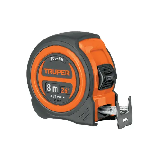 [12774] Flexómetro Compacto De 8 m x 1", Contra Impactos,Truper [12774]