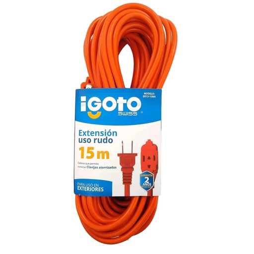 [ER13-15NA] Extensión Uso Rudo De 15 m, 16 AWG, Naranja, Igoto [ER13-15NA]