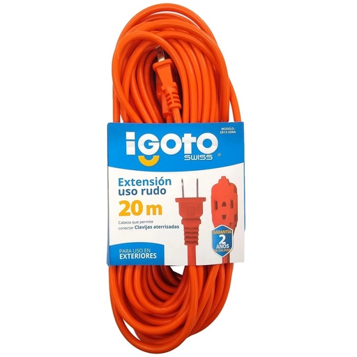 [ER13-20NA] Extensión Uso Rudo De 20 m, 16 AWG, Naranja, Igoto [ER13-20NA]