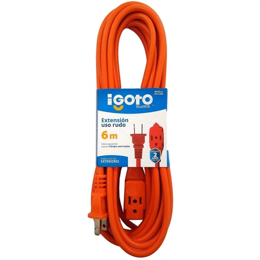 [ER13-6NA] Extensión Uso Rudo De 6 m, 16 AWG, Naranja, Igoto [ER13-6NA]