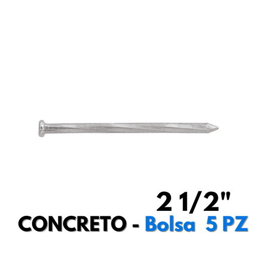 [CG212PP] Clavo Galvanizado Para Concreto 2 1/2", 5 Piezas [CG212PP]