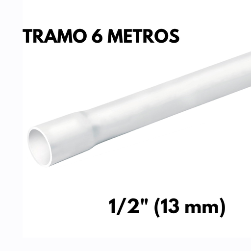 [TUPVCTR13] Tubo 1/2" (13 mm) PVC Hidráulico, Por Tramo 6 Metros [TUPVCTR13]