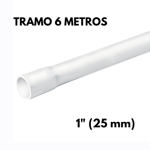 [TUPVCTR25] Tubo 1" (25 mm) PVC Hidráulico, Por Tramo 6 Metros [TUPVCTR25]