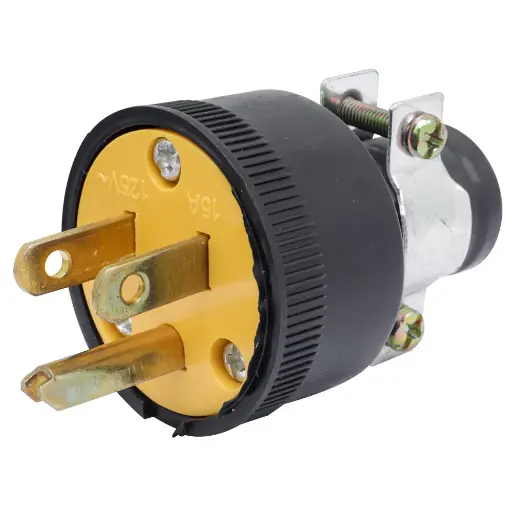 [CL-2PT-PA] Clavija Industrial Hule Con Abrazadera, Aterrizada, 15 A, 2 Polos + Tierra, Igoto [CL-2PT-PA]