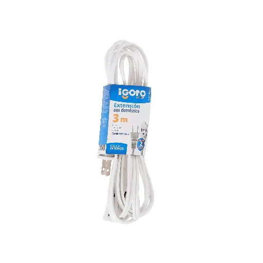 [ED13-3B] Extensión Eléctrica Doméstica De 3 m, Blanca, Igoto [ED13-3B]