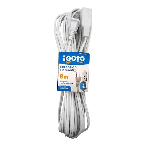 [ED13-8B] Extensión Eléctrica Doméstica De 8 m, Blanca, Igoto [ED13-8B]