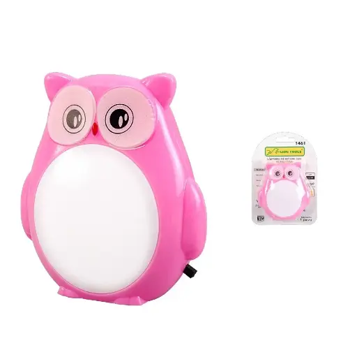 [L1461] Lampara De Noche Led, Búho Rosa, 0.5 W, Lion Tools [L1461]