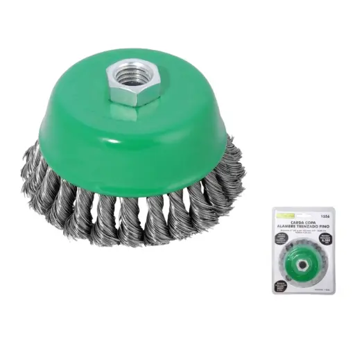 [L1555] Carda Copa 3", Alambre Trenzado, Rosca Estándar 5/8 - 11 12,000 RPM, Lion Tools [L1555]