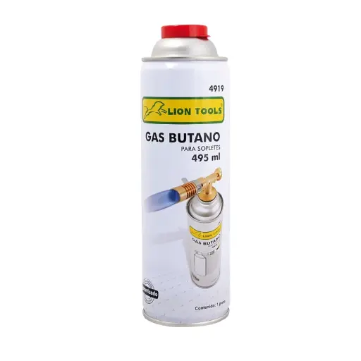 [L4919] Lata De Gas Butano, Válvula Roscada, 495 ml, Lion Tools [L4919]